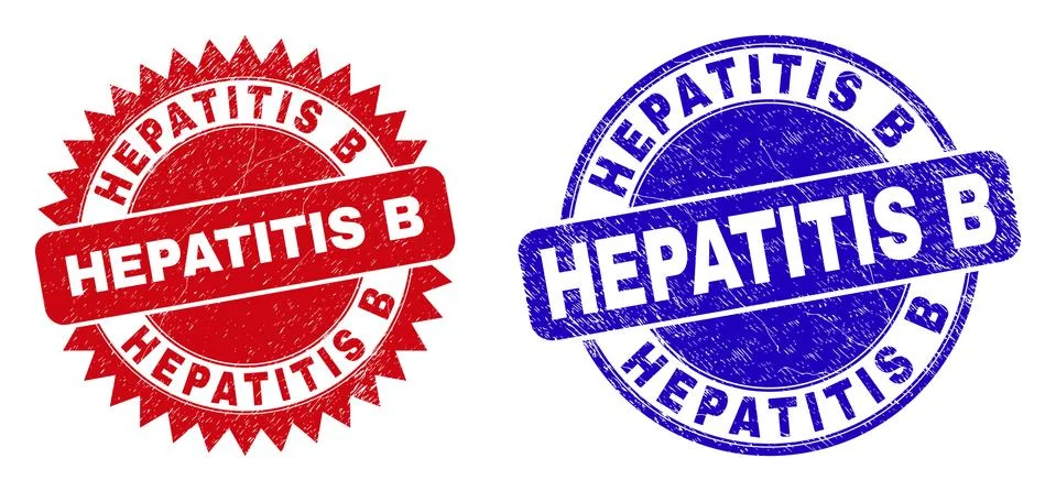 HEPATITIS B Rounded and Rosette Stamp Seals with Corroded Style Stock Illustration