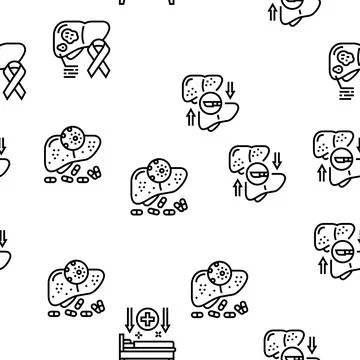 Hepatitis Liver Health Problem Vector Seamless Pattern Stock Illustration