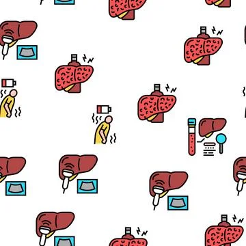 Hepatitis Liver Health Problem Vector Seamless Pattern Stock Illustration
