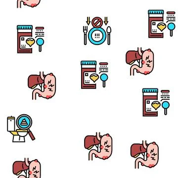 Hepatitis Liver Health Problem Vector Seamless Pattern Stock Illustration