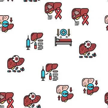 Hepatitis Liver Health Problem Vector Seamless Pattern Stock Illustration