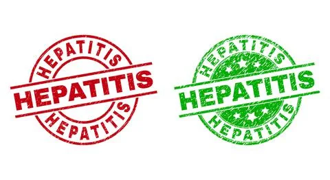 HEPATITIS Round Seals with Corroded Texture Stock Illustration