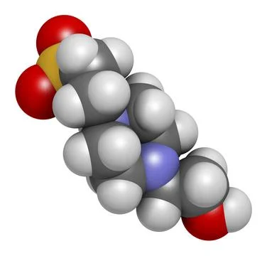 HEPES buffering agent molecule. 3D rendering. Stock Illustration