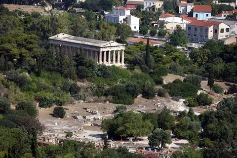 Hephaestus Temple from Acropolis Stock Photos