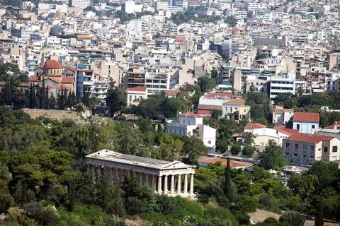 Hephaestus Temple from Acropolis Stock Photos