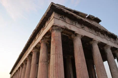 Hephaestus Temple, (Hephaestion) in the evening Stock Photos