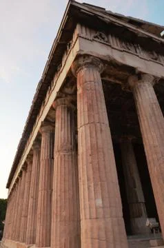 Hephaestus Temple, (Hephaestion) in the evening Stock Photos