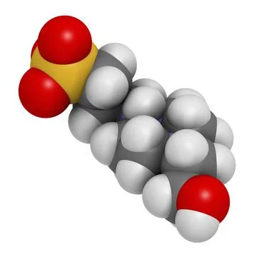 HEPPS buffering agent molecule. 3D rendering. Stock Illustration