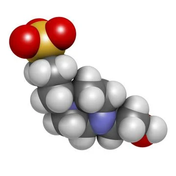 HEPPS buffering agent molecule. 3D rendering. Stock Illustration