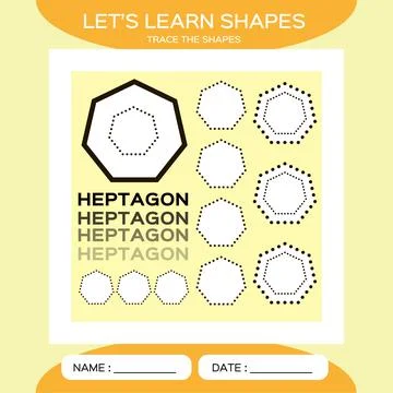 Heptagon. Basic geometric shapes. Elements for children. Learn Shapes Stock Illustration