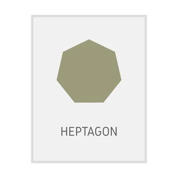 Heptagon geometric shape flash card element symbol for preschool education .. Stock Illustration