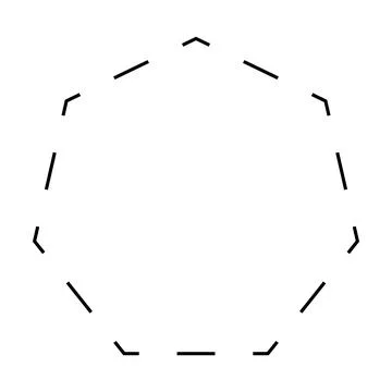 Heptagon shape dashed symbol vector icon for creative graphic design ui element Stock Illustration