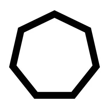 Heptagon shape symbol vector icon outline stroke for creative graphic design  Stock Illustration