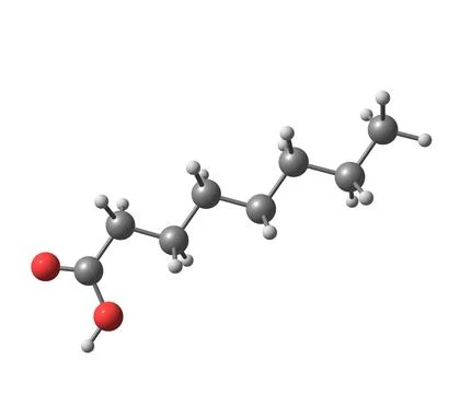 Heptanoic (enanthic) acid molecule isolated on white Stock Illustration