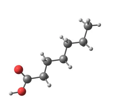 Heptanoic (enanthic) acid molecule isolated on white Stock Illustration