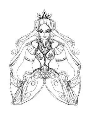 Her royal highness sitting on throne Stock Illustration