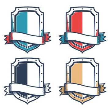 Heradic shield with ribbon Illustrazione stock