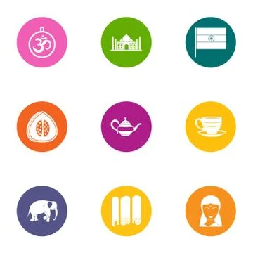 Herald icons set, flat style Stock Illustration