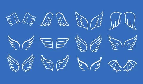 Wings of the angel icon vector. Isolated contour symbol