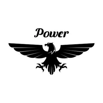 Heraldic black eagle or vulture vector icon Stock Illustration