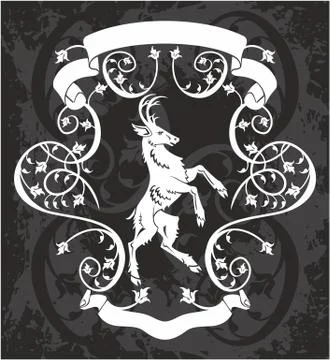 Heraldic deer in a frame Illustrazione stock