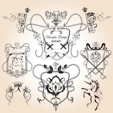 Heraldic design elements Stock Illustration