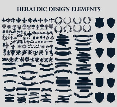 Heraldic Design Elements 스톡 일러스트