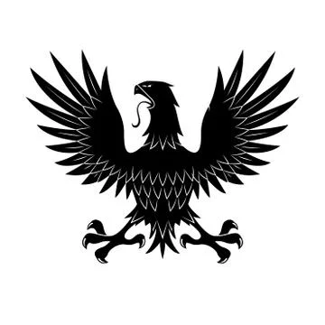 Heraldic eagle in defensive pose with raised wings Stock Illustration