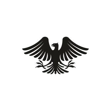 Heraldic eagle isolated bird with open wings Stock Illustration