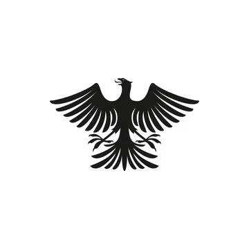 Heraldic eagle isolated bird with open wings Stock Illustration