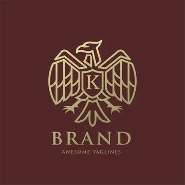 Heraldic eagle linear with letter k logo vector Stock Illustration