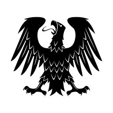 Heraldic eagle with raised wings, turned head Stock Illustration