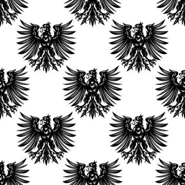 Heraldic eagles seamless pattern background Stock Illustration
