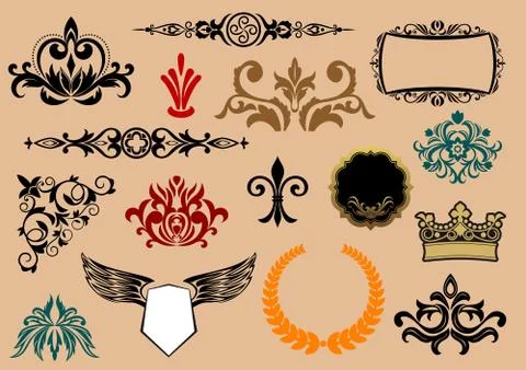 Heraldic elements Illustrazione stock