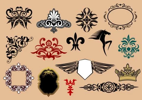 Heraldic elements Stock Illustration