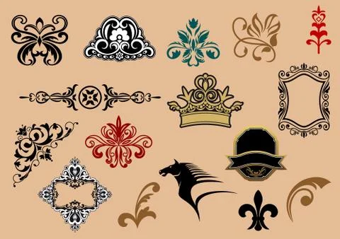 Heraldic elements Illustrazione stock