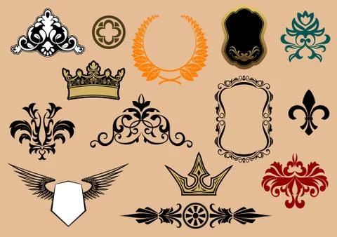 Heraldic elements Illustrazione stock