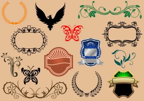 Heraldic elements Illustrazione stock