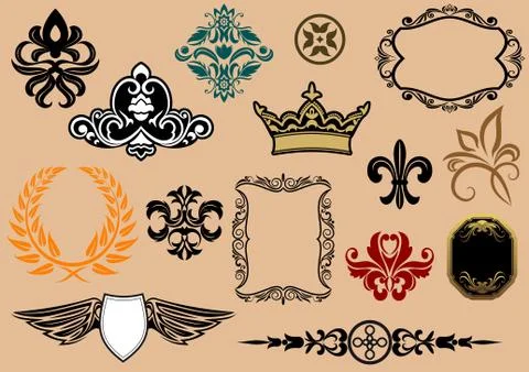 Heraldic elements Stock Illustration