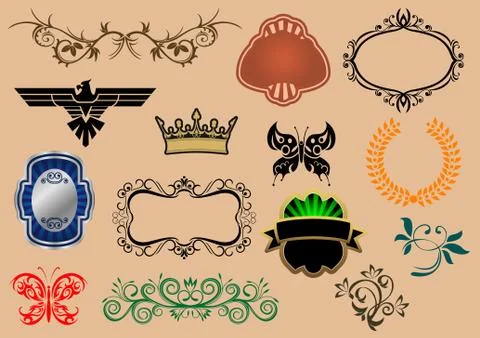 Heraldic elements Stock Illustration