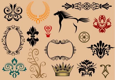 Heraldic elements Stock Illustration