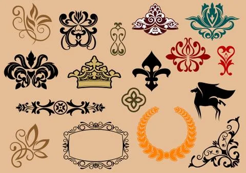 Heraldic elements Illustrazione stock