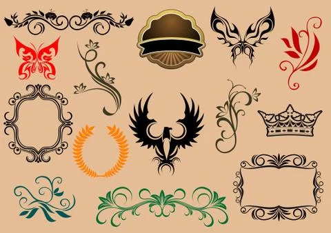 Heraldic elements 스톡 일러스트