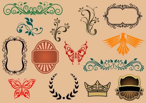 Heraldic elements Stockillustratie