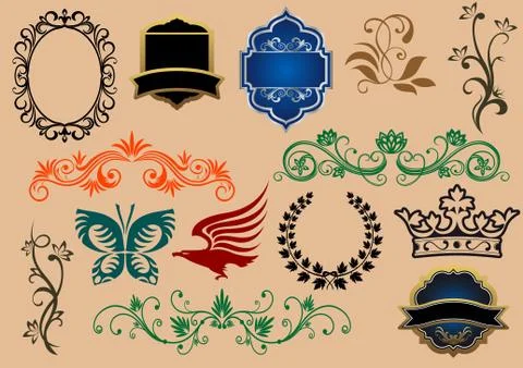 Heraldic elements Stock Illustration