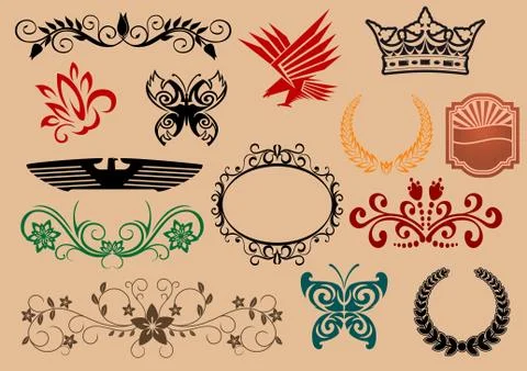 Heraldic elements Stock Illustration