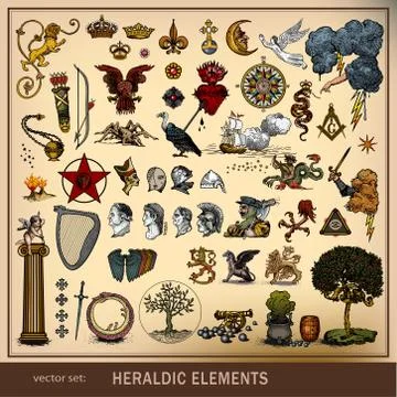 Heraldic elements Illustrazione stock