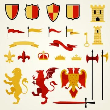 Heraldic Elements Set Illustrazione stock