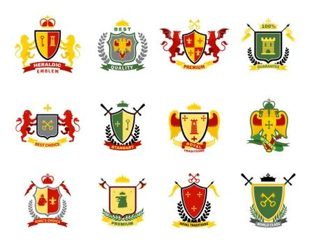 Heraldic Emblems Set Stock Illustration