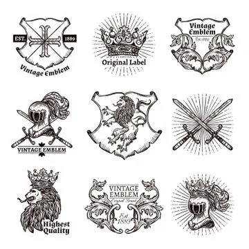 Heraldic Emblems Set Stock Illustration